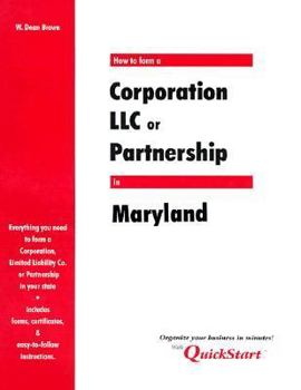 Paperback How to Form a Corporation, LLC, or Partnership in Maryland Book