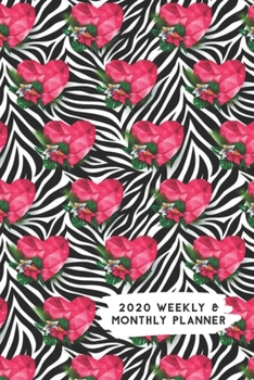 Paperback 2020 Weekly & Monthly Planner: Red Heart & Zebra Pattern Themed Calendar & Journal Book