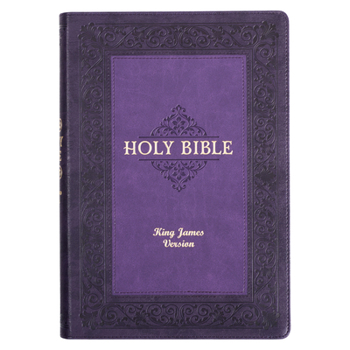 Imitation Leather KJV Study Bible, Large Print Faux Leather - Thumb Index, King James Version Holy Bible, Purple Two-Tone Book