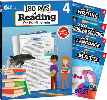 Hardcover 180 Days Reading, Math, Problem Solving, Writing, & Language Grade 4: 5-Book Set Book