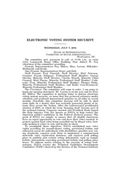 Paperback Hearing on electronic voting system security Book