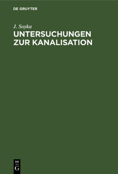 Hardcover Untersuchungen Zur Kanalisation [German] Book