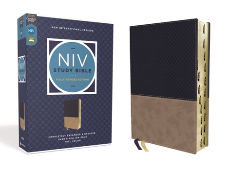 Imitation Leather NIV Study Bible, Fully Revised Edition, Leathersoft, Navy/Tan, Red Letter, Thumb Indexed, Comfort Print Book