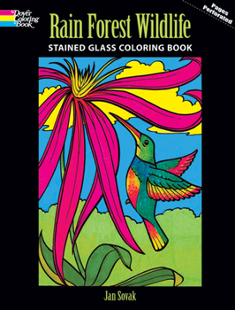 Paperback Rain Forest Wildlife Stained Glass Coloring Book