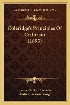 Paperback Coleridge's Principles Of Criticism (1895) Book