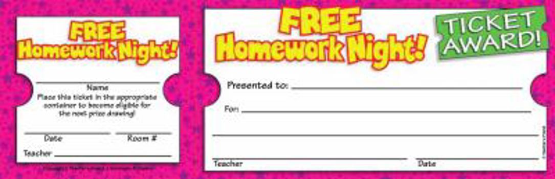 Office Product Free Homework Night Ticket Awards Book