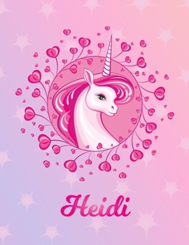 Heidi: Unicorn Sheet Music Note Manuscript Notebook Paper | Magical Horse Personalized Letter C Initial Custom First Name Cover | Musician Composer ... Notepad Notation Guide | Compose Write Songs