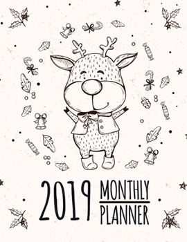 2019 Monthly Planner: Sketch Deer Design 2019-2020 Years Planner and 12 months calendar planner with journal page