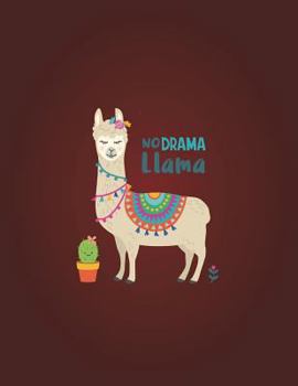 No drama llama: Cute llama on red cover and Dot Graph Line Sketch pages, Extra large (8.5 x 11) inches, 110 pages, White paper, Sketch, Draw and Paint