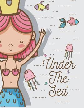 Under the sea: Mermaid princess on grey cover and Dot Graph Line Sketch pages, Extra large (8.5 x 11) inches, 110 pages, White paper,