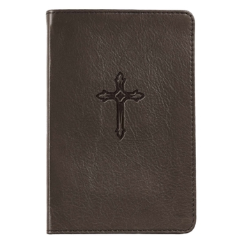 Leather Bound Christian Art Gifts Brown Full Grain Leather Journal Cross Emblem Pocket Size Inspirational Notebook W/Ribbon Marker 192 Lined Pages Book