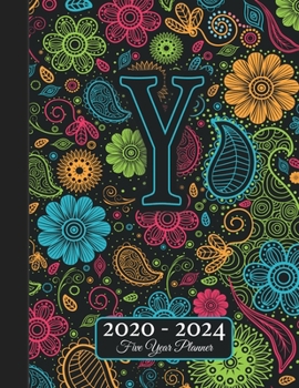 Paperback Five Year Planner: Monogram Y Voodoo Style Binding I Your Initials Motivational Bullet Planner I 5 Years Appointments, Family Events, Log Book