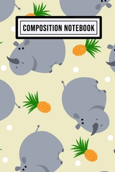 Paperback Rhino Wide Ruled Composition Notebook: Rhino Blank College Ruled Composition Notebook - 110 Pages - Pocket Size 6x9 Book