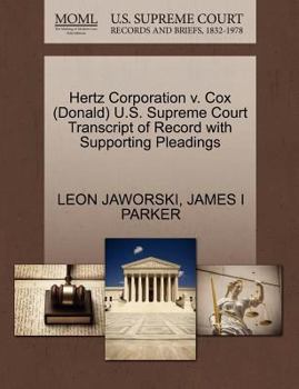 Paperback Hertz Corporation V. Cox (Donald) U.S. Supreme Court Transcript of Record with Supporting Pleadings Book