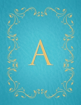 A: Modern, stylish, capital letter monogram ruled notebook with gold leaf decorative border and baby blue leather effect. Pretty and cute with a ... use. Matte finish, 100 lined pages, 8.5 x 11.