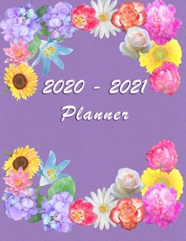 2020 - 2021 - Two Year Planner: Academic and Student Daily and Monthly Planner - July 2020 - June 2021 - Organizer & Diary - To do list - Notes - ... Violet Pastel Color with Flowers composition