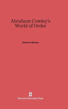 Hardcover Abraham Cowley's World of Order Book