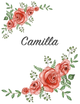Camilla: Personalized Composition Notebook – Vintage Floral Pattern (Red Rose Blooms). College Ruled (Lined) Journal for School Notes, Diary, Journaling. Flowers Watercolor Art with Your Name