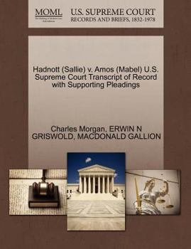 Paperback Hadnott (Sallie) V. Amos (Mabel) U.S. Supreme Court Transcript of Record with Supporting Pleadings Book