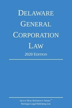 Paperback Delaware General Corporation Law; 2020 Edition Book