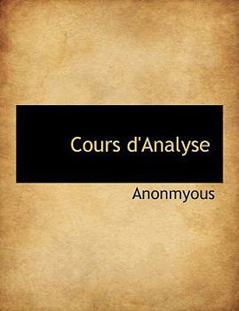 Paperback Cours D'Analyse [Large Print] Book