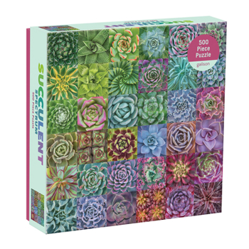 Galison Succulent Spectrum Puzzle, 500 Pieces, 20” x 20'' – Challenging Puzzle Featuring Mesmerizing Pattern of Colorful Succulents - Thick, Sturdy Pieces - Perfect for Family Fun
