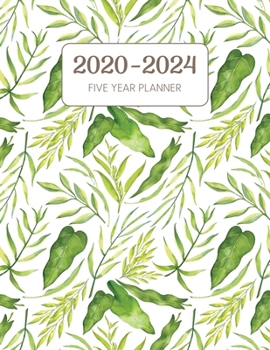 2020-2024 Five Year Planner: Monthly Agenda & Schedule with US Holidays - 60 Months or 5 Years - Green Foilage (Appointment Diary With Todo List & Notes)