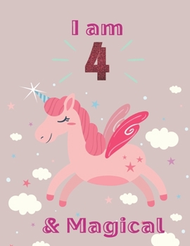 Unicorn SketchBook: I Am 4 & Magical With Unicorn Inside More Space for Sketching and Drawing and Writing Journal for Kids and Girls Marble Size 8.5in x 11in with 110 Pages