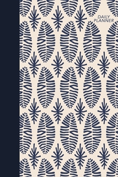 Daily Planner: Full Year Minimalist Undated Agenda for Scheduling, Notes, Organizing, Appointments, and More | Stylish Bohemian Navy Blue Pattern Cover Design