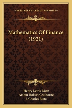 Paperback Mathematics Of Finance (1921) Book