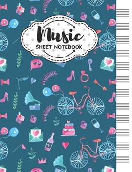 Paperback Music Sheet Notebook: Blank Staff Manuscript Paper with Wedding Themed Cover Design Book