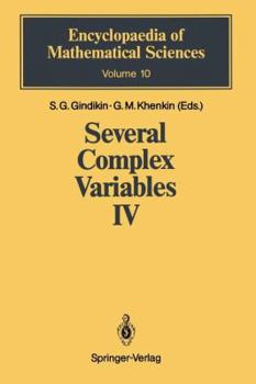 Paperback Several Complex Variables IV: Algebraic Aspects of Complex Analysis Book