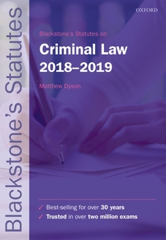 Paperback Blackstone's Statutes on Criminal Law 2018-2019 Book