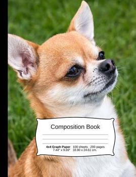 Paperback Dog Composition Notebook, Graph Paper: 4x4 Quad Rule Composition Book, Student Exercise Science Math Grid, 200 Pages, 7.44" X 9.69" Book