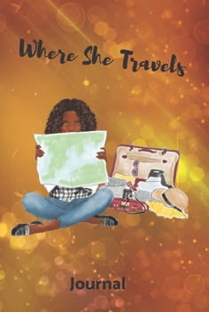 Where She Travels - (6x9 lined journal gold reflection bubbles cover)