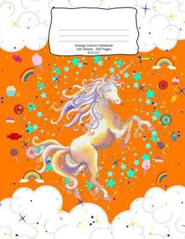 Orange Unicorn Notebook : School Supplies Composition Book for Kids