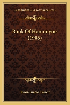 Paperback Book Of Homonyms (1908) Book