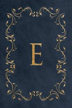 E: Faux leather effect / look gold monogram. Personalized letter ruled journal notebook. Elegant traditional design suitable for all: men, women, ... pages in 6 x 9 matte finish, handy size.
