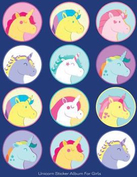 Unicorn Sticker Album For Girls: 100 Plus Pages For PERMANENT Sticker Collection, Activity Book For Girls, Blue - 8.5 by 11