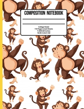 Paperback Composition Notebook College Ruled: Monkey 110 Pages Book