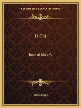 Paperback Li Chi: Book of Rites V1 Book