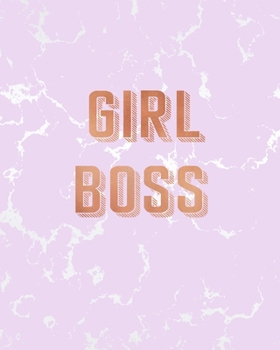 Girl Boss: Inspirational Quote Notebook, Radiant Pink Marble and Rose Gold | 8 x 10, 120 Wide Ruled Pages