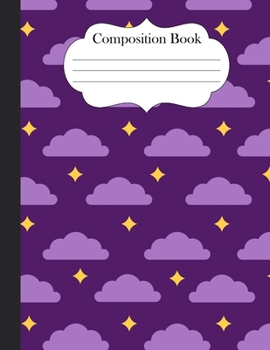 Paperback Composition Book: Purple Night Clouds Print Notebook Journal 8.5" x 11" 120 pages wide ruled Book