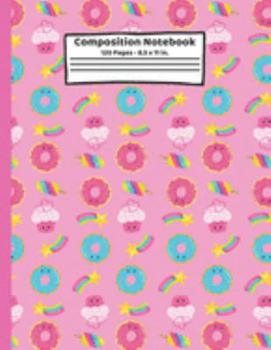 Paperback Donuts Composition Notebook: Donut Gifts, Paperback Blank Wide Ruled Lined Paper 8.5" x 11" Journals for School Book