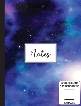 Notes: Low Vision Notebook 0.75 Inch LV Ruled Paper Full Size Bold Large Print Lined Page Numbers Midnight Black Rock Cover