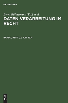 Hardcover Band 3, Heft 1/2, Juni 1974 [German] Book