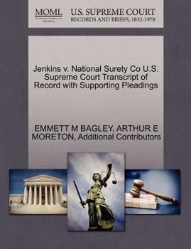 Paperback Jenkins V. National Surety Co U.S. Supreme Court Transcript of Record with Supporting Pleadings Book
