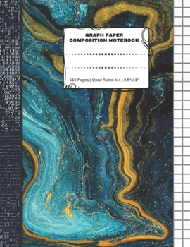 Paperback Graph Paper Composition Notebook: 110 Pages - Quad Ruled 4x4 - 8.5" x 11" Marble Large Notebook with Grid Paper - Math Notebook For Students Book