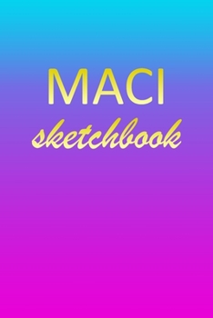 Paperback Maci: Sketchbook - Blank Imaginative Sketch Book Paper - Pink Blue Gold Custom Letter M Personalized Cover - Teach & Practic Book