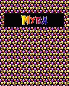 Paperback 120 Page Handwriting Practice Book with Colorful Alien Cover Myra: Primary Grades Handwriting Book